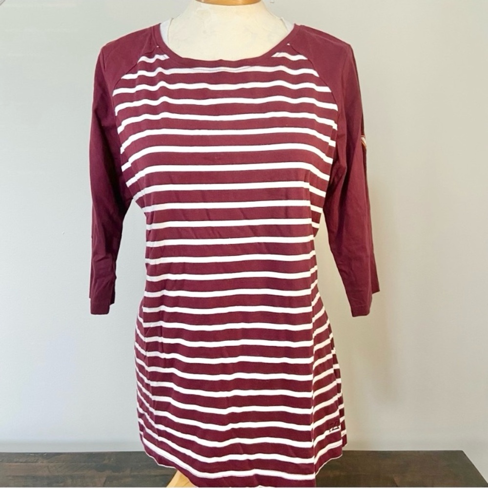 Cutter & Buck Women’s Virginia Tech Maroon White Stripe 3/4 Sleeve Tee XL